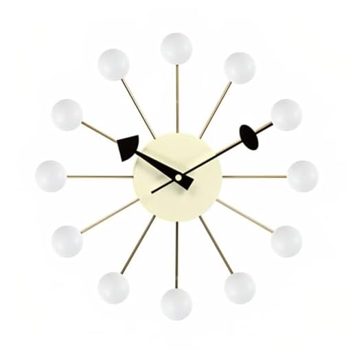 Mid Century Wall Clock -Replica George Nelson Ball Clock for Retro Modern Decor (13") (White)
