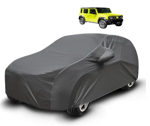 Image of Auto Hub Waterproof Car Cover Compatible with Maruti jimny with Mirror Pockets, Soft Cotton Lining, jimny Car Cover Waterproof, Grey