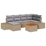 【 Atractivo Estético:】 Con su acabado de poliratán suave y su vibra moderna, este conjunto de sofá no solo ofrece asientos; añade un toque de estilo a tu jardín o patio. Su aspecto moderno complementa todo tipo de decoración exterior, convirtiéndolo en una excelente adición a tu colección de muebles.