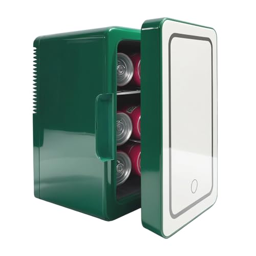 iTOMA Mini-réfrigérateur 6 litres, réfrigérateur et réchauffeur, Porte Miroir avec éclairage LED, Petit réfrigérateur pour Chambres, Voiture, Boissons, beauté, Soins,K6104GE