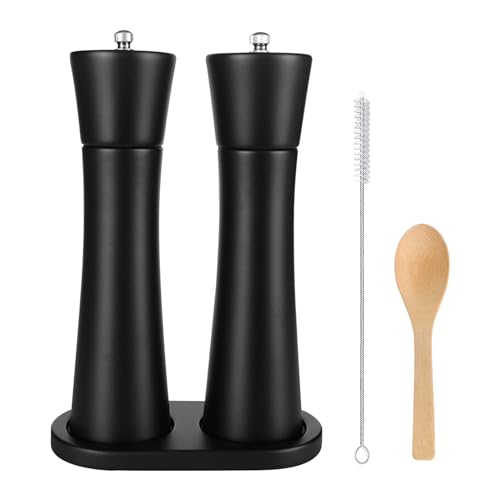 Moulin à poivre et sel en bois anti-poussière avec socle pour table propre