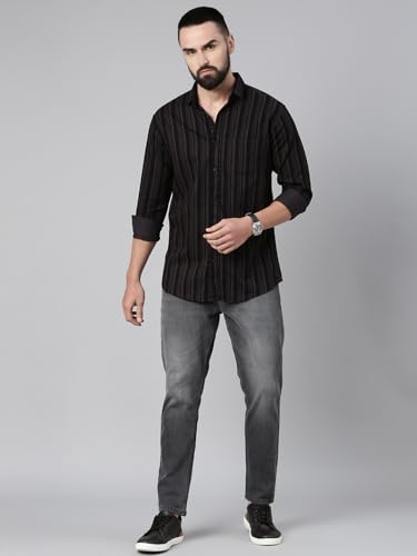 Image of Majestic Man Men's Standard Slim Fit Striped Pure Cotton Casual Shirt
