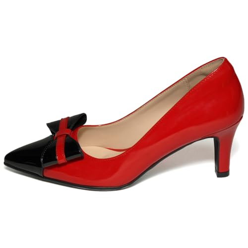 Kitten Heels for Women Pointed Toe Low Heel Pumps Slip on Bow-Knot Dress Shoes Two-Tone Evening Bride Wedding Party Office2
