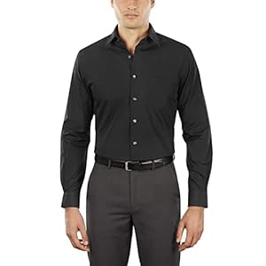 Van Heusen Men’s Dress Shirt Fitted Poplin Solid, Black, 14.5″ Neck 32″-33″ Sleeve