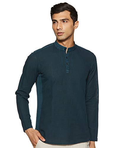 Image of Ethnix by Raymond Men's Cotton Kurta (RTHA00078-N8 Dark Green 92)