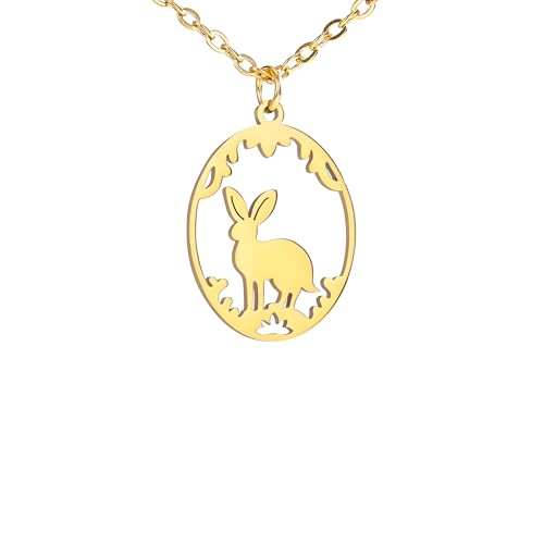 Collier Femme Argent 925 Breloque Lapin Mignon Pendentif Ellipse Creuse