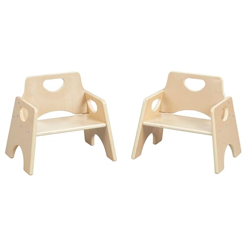 ECR4Kids Stackable Wooden Toddler Chair, 6in, Kids Furniture, Natural, 2-Pack by ECR4Kids - Used condition - US$52.52