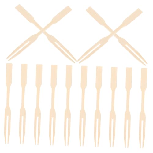 Ciieeo 100Pcs Mini Fruit Forks Flat Wooden Toothpicks for Appetizers and Desserts Friendly Design for Charcuterie Parties and Catering Events