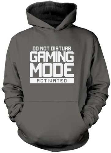 HotScamp Do Not Disturb Gaming Mode Activated Unisex Adults and Kids Hoodie - Gamer Console Teen Online Games Addict Grey XXX-Large