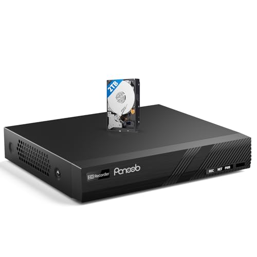PANOOB Grabadora de video en red H.265 de 8 canales, NVR de 8 puertos PoE 4K, acceso remoto, alarma de movimiento, grabación 24/7, reproducción inteligente, compatible con cámaras PoE de 8 MP/5 MP/4