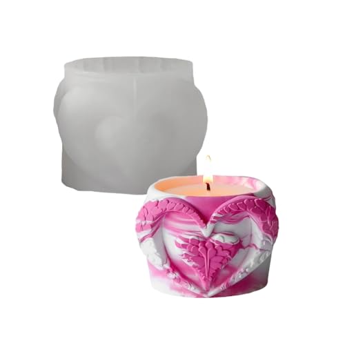 Silicone Crafting Mold Elegant Heart Shape Candle Holders Moulds for Candle