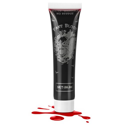 Alaoo Halloween Sangre Falsa,Profesional Realista Sangre Falsa,Sangre para FX,Sangre Falsa Lavable para Halloween Escenario Vestir,Cosplay Teatro,Maquillaje Zombie Vampiro Fake Blood(28.3g)