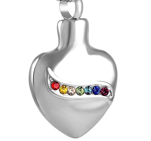 Collier urne funéraire en cœur avec cristal pour cendres souvenir