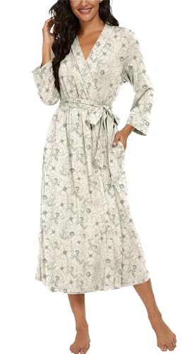 Image of VINTATRE Women Robes Long Knit Bathrobe Lightweight Soft Bath Robe with Pockets