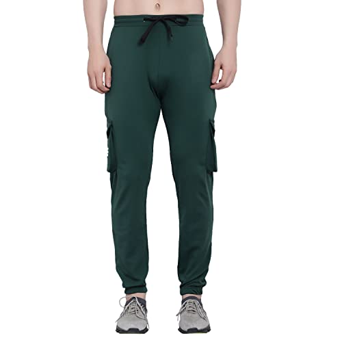 Image of BLUE STAR SHARK Men's Premium Stretchable Cargo Joggers | Regular Fit, Stylish Track Pants with Pockets | Soft Smooth Feel, Logo on Front, Comfortable Everyday Wear