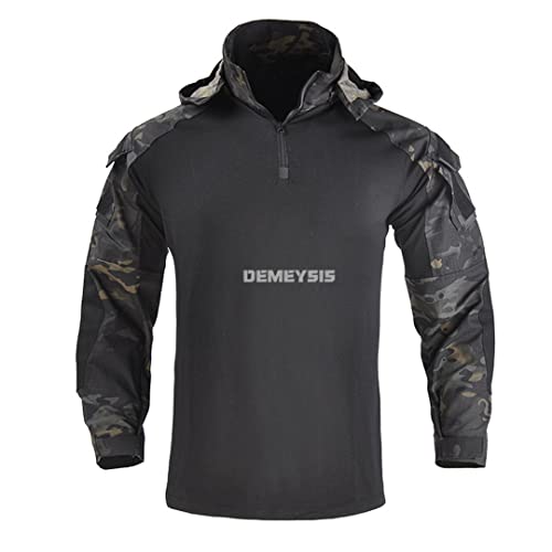 Outdoor Tactical Camouflage Uniform Combat Training Hunting Shooting T-Shirts Cargo Pants Blue Shirt Xxl #TOP2