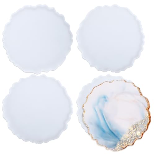 Resin Coaster Molds, 4 Pcs Silicone Coaster Molds, Silicone Agate...