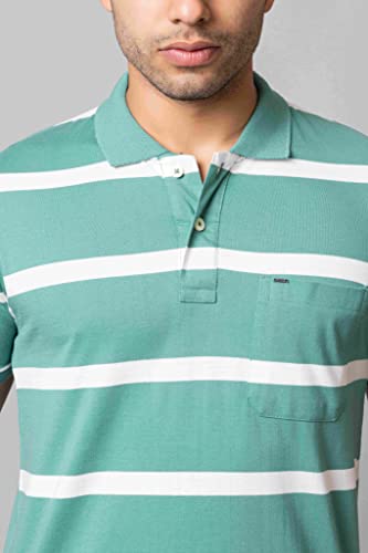 Image of PRORIDERS Half Sleeve Cotton Blend Fabric Collared Regular Fit Men's Polo Striper Tshirt with Pocket for Casual wear