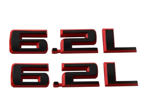 Image of Hood Body Style Emblems 3D Badge Decals Fits for 2019-2021 6.2L 2pcs (Red Black)