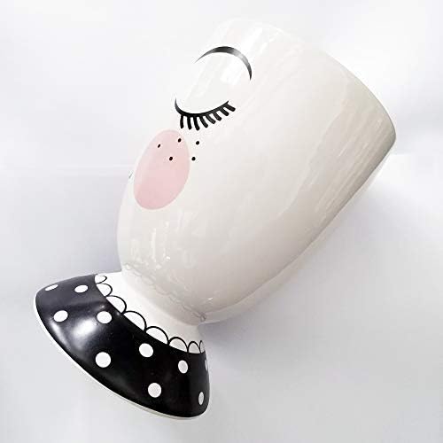 Forward lady face makeup cup holder ,ceramic makeup brush Organizer, Cup Storage Cosmetic Tools for Vanity Countertops, Perfect for Makeup Brushes, Eyeliners and Mascaras, face pen holder, Fork Spoon Knife Flatware Holder, Cup eyelashes makeup brush holder,Cosmetic Display Cases for Valentine's Day gift