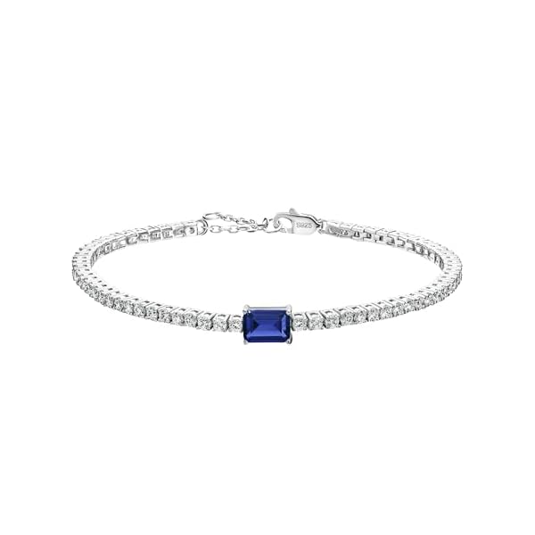 18K White/Yellow Gold Plated Silver Bracelet With Lab Grown Sapphire/Emerald/Ruby Surrounded With Lab Grown Diamond/Moissanite, Bracelet For Women Comes With Gift Box