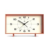 NEWGATE® Wideboy Alarm Clock | Rectangular Retro Design | Pumpkin Orange | Mid-Century dial | Ideal for Bedside, Desk, Mantel or Shelf | Retro Bedroom & Office Accessory