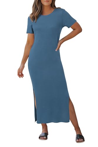 Image of Arach&Cloz Women's Wool Blend Lightweight Spring Casual T Shirts Maxi Dress 2026