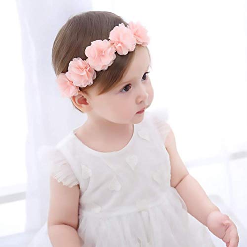 Zerone Baby Girl Headbands, 3Pcs Elastic Hairbands with Hair Bow Accessories for Newborn Infant Girls, Suitable for Photos or Any (Assorted Color)4