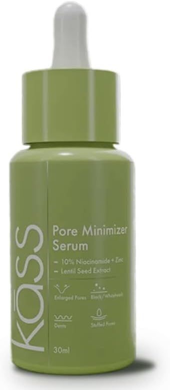 Kass Pore Minimizer Face Serum | With Green Lentil Extracts, Niacinamide & Zinc PCA | Pore Minimizing, Even Texture, Oil Balancing | Serum for Enlarged Pores, , Blackheads & Whiteheads | 30 ml | For Clear Filter-like Skin | Unisex