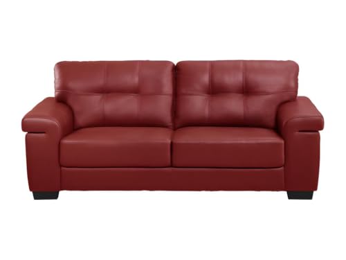 Vente-unique-Couchgarnitur Leder 3+2 - Rot - Hazel – Bild 3