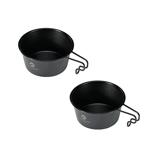 CAMPINGMOON 2pcs Set Stainless Steel Deep Type Camping Sierra Cup 15oz, 450ml Black BKS-360-2P