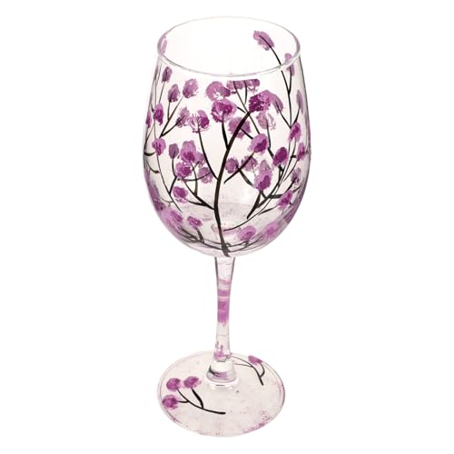 SHINEOFI Copa de Vino Tipo Cáliz Pintada a Mano 464 Ml Color Primavera Vidrio Cristal Creativo para Mujer Obsequio Cumpleaños Decoración Hogar