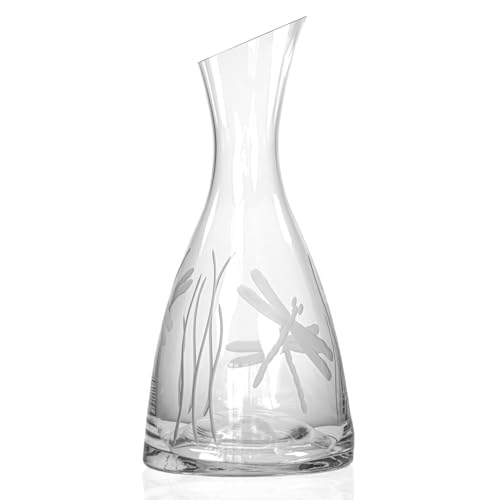 Rolf Glass Dragonfly 37.25oz Wine Carafe | Lead-Free Diamond-Engraved Glassware | Elegant Wine Decanter For Any Occasion