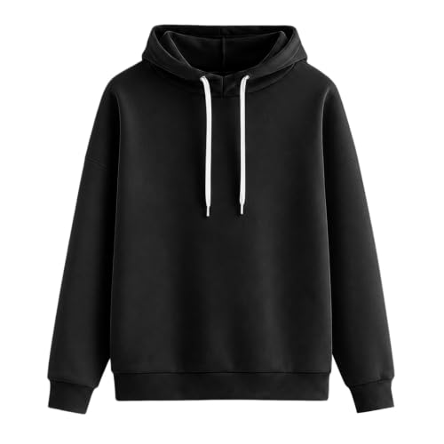 Sudadera de mujer talla grande holgada negra S con cuello alto retro