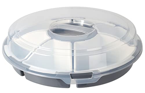 Spetebo Set da portata con 6 ciotole – Ø 33 cm – rotondo snack e contenitore per il trasporto con coperchio – Piatto per spuntini – Piatto per snack – Ciotola per servire piatti lavabili in - immagine 3