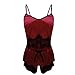 Tefamore Femmes Sexy Satin Sling Lingerie de Nuit en Dentelle Bowknot Chemise de Nuit sous-vêtements(Rouge,Small)