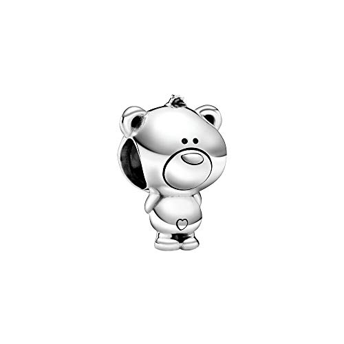 Teddy Bear Charm 925 Sterling Sliver Heart Bead fit European Bracelets Necklace