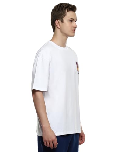 Image of hummel Vacay Men's Oversize Fit, Drop Shoulder Crew Neck Graphic Print Casual T-Shirt