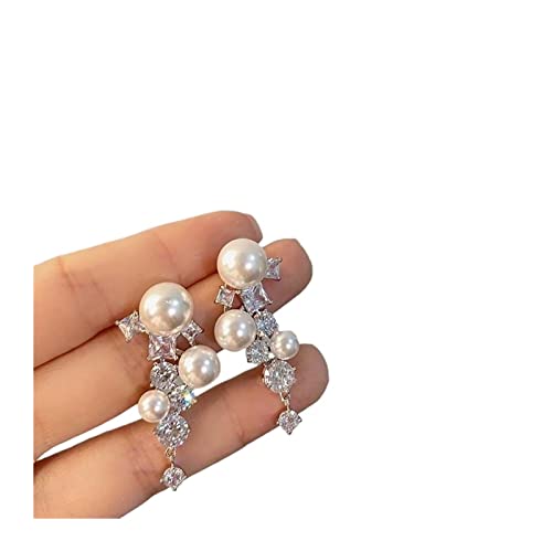 Boucles d'oreilles de luxe avec fausse perle et cristal scintillant