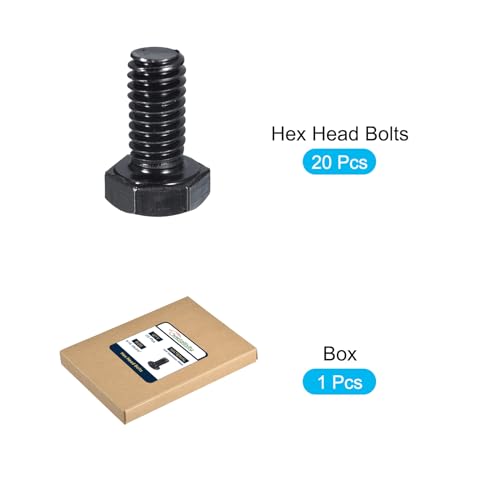 Image of METALLIXITY Hex Head Bolts (5 /16-18 x 3 /4 inch) 20Pcs, 304 Stainless Steel 18-8, Fully Threaded, External Hex Drive, Hex Head Screw Bolt, Black Oxide