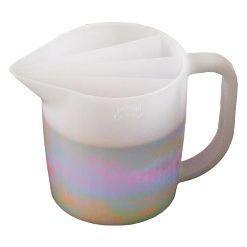 Vaso mezclador de colores divididos: vaso vertedor acrílico de 500 ml, divisor de pintura con múltiples ranuras, recipiente transparente con mango de agarre | Recargable para artistas de uñas, pintore