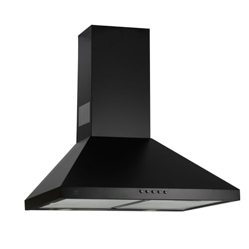 La Mejor Recopilación de Campanas de Cocinas Integrales los 5 mejores. 50 AVERA Campana para cocina de pared piramidal 60 cm Acero Inoxidable, 3 Velocidades, Doble Filtro de malla lavable y Filtro de carbón activado, Extrae y Purifica, Negro | CEP60N