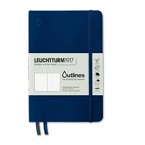 LEUCHTTURM1917 372386 Outlines Notizbuch Paperback (B6+), Flexcover, 89 nummerierte Seiten, 150 g/m² Seekartenpapier, Dotted, Wasserfest, Navy Blue