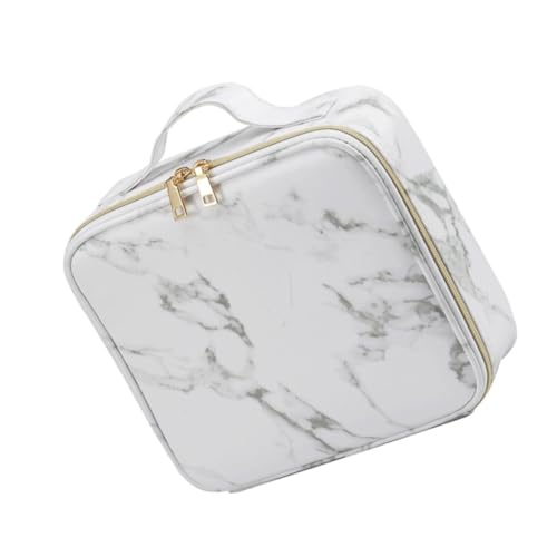 Bolsa para maquillaje grande y ligera, neceser portátil de mármol para viajes