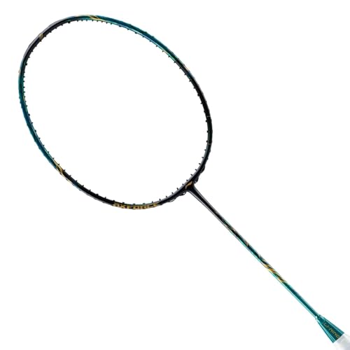 Image of Li-Ning AXForce 100 Badminton Racquet, Unstrung, Storm Green, Carbon Fiber, Head Heavy Power Frame, for Advanced Players (3UG5)