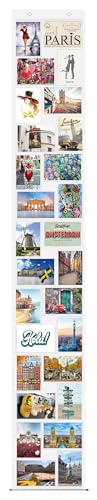 trendfinding® - Porte-photos mural à pochettes transparentes - pour photos/cartes postales au format portrait et paysage - 28 pochettes de 10 x 15 cm