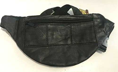 Unisex Real Leather Bum Bag Waist Fanny Festival Pouch Bag Holiday Pack, Black