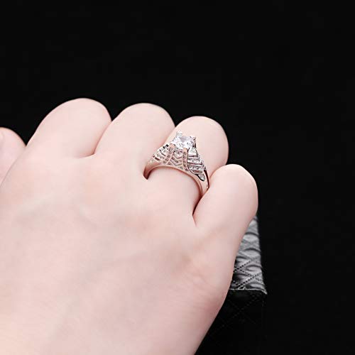 Uloveido White Gold Plated Fashion Jewelry Cocktail Ring for Women in Silver Color with Cubic Zirconia (Size 6 7 8 9 10) HR2712