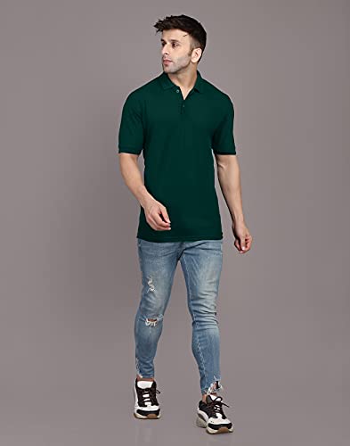 INKKR Men's Combo Polo Neck Cotton Blend Solid T-Shirt (Pack of 3)