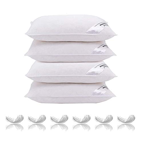 Adam Home Almohada de Plumas y plumón de Pato 4 Paquetes (50x75 cm) Almohada de Calidad hotelera, Almohadas para Dormir de Lado, Almohada Rellena, Prueba de Polvo y de Rebote rápido